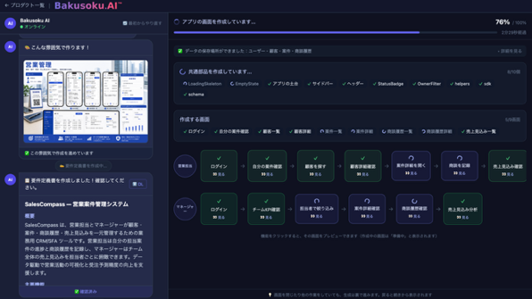 画像:営業管理システムの作成画面